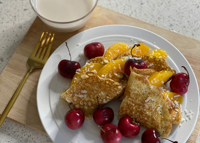 Almond Peach Crepes Featured Image