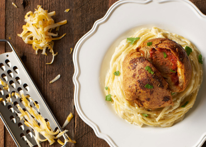 Creamy, 4-Cheese Spaghetti and Meatball Featured Image