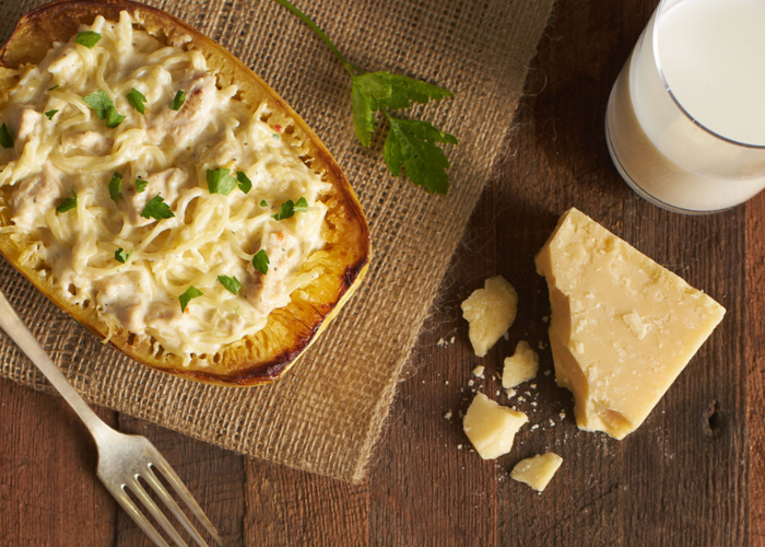 Spaghetti Squash with Chicken Alfredo Sauce Featured Image