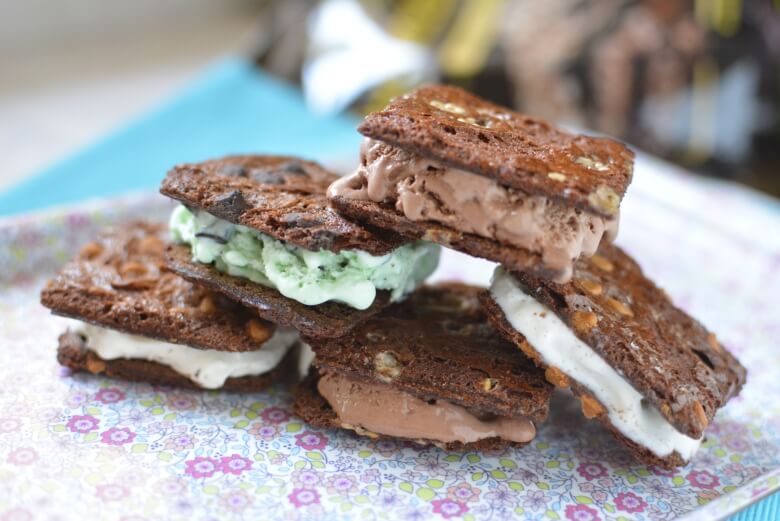 Brownie Brittle Ice Cream Sandwiches